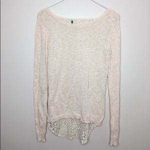 Cream Knit Sweater with Lace Back