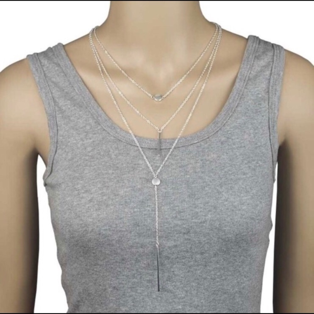 Silver Tone Three Layered Necklace