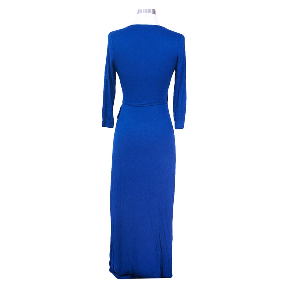 ❗️Blue V Neck Wrap Maxi Dress Side Split - Picture 7 of 7