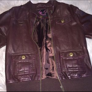 Maroon faux leather jacket