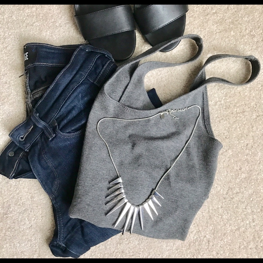 Spiked silver necklace