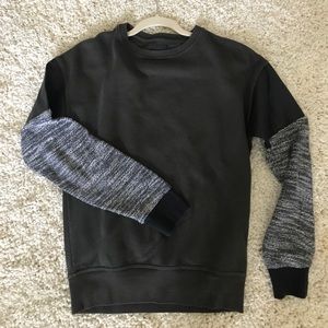 ZARA Military Green & Faux Leather Detail Sweater