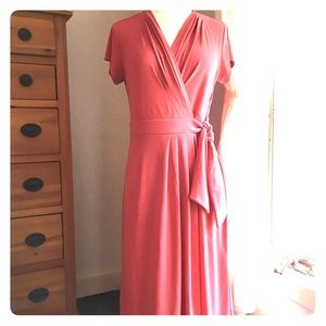 NWT New Ann Taylor salmon wrap pink dress size 4