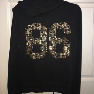 Black and gold zip up PINK hoodie