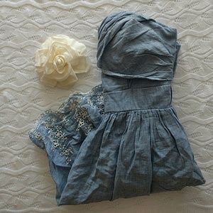 Denim Colored Boho Strapless Dress Size 3