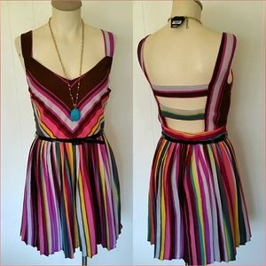 Colorful Striped Strappy Back Dress