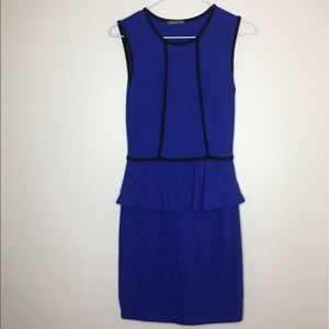 Blue and Black Paneled Body-con Dress