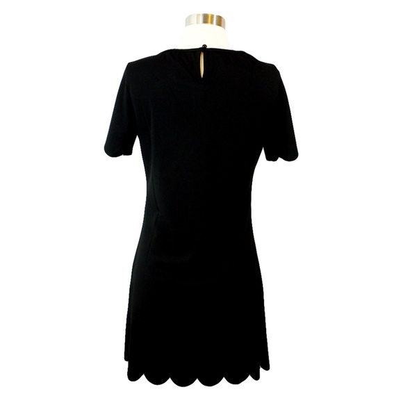 ❗️Black Short Sleeve Scallops Shift Dress - Picture 6 of 7