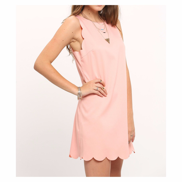 ⚡️⚡️CLEARANCE Pink Scallop Trim Shift Dress - Picture 3 of 7