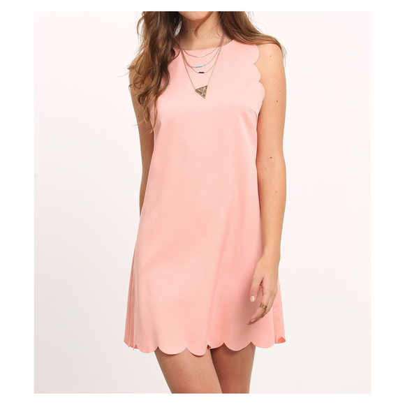 ⚡️⚡️CLEARANCE Pink Scallop Trim Shift Dress - Picture 4 of 7