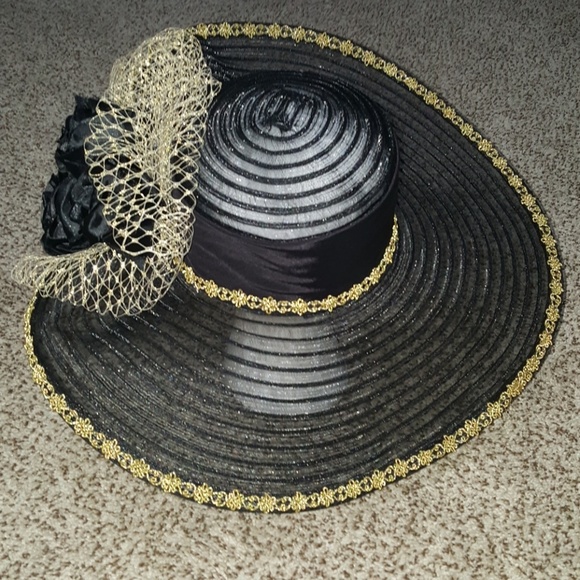 Black Mesh Gold Trim/Navy Blue Mesh Gold Trim - Picture 3 of 8