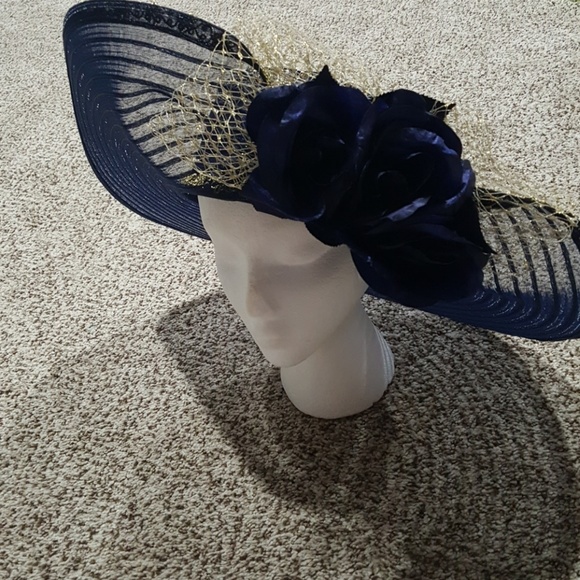 Black Mesh Gold Trim/Navy Blue Mesh Gold Trim - Picture 6 of 8