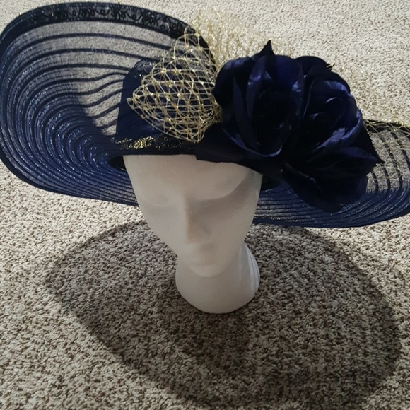 Black Mesh Gold Trim/Navy Blue Mesh Gold Trim - Picture 7 of 8