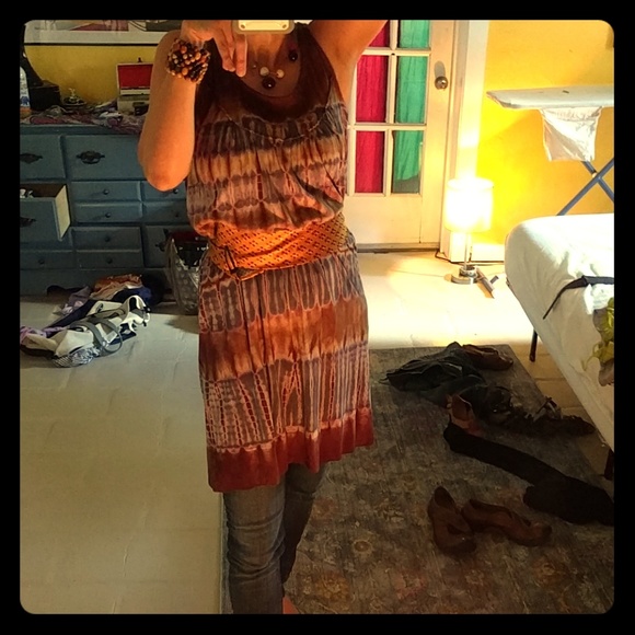 Lucky Brand Shift Tie Dye Cotton Dress - Picture 2 of 6