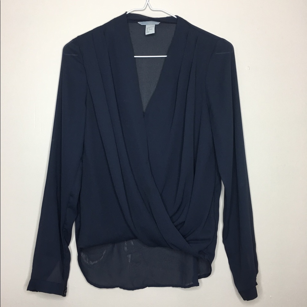 Navy Blue Sheer Dress Top