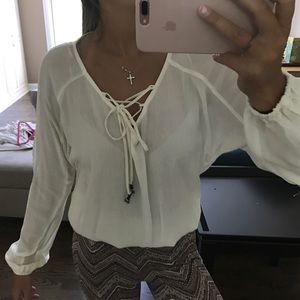 Long sleeve cream Blouse