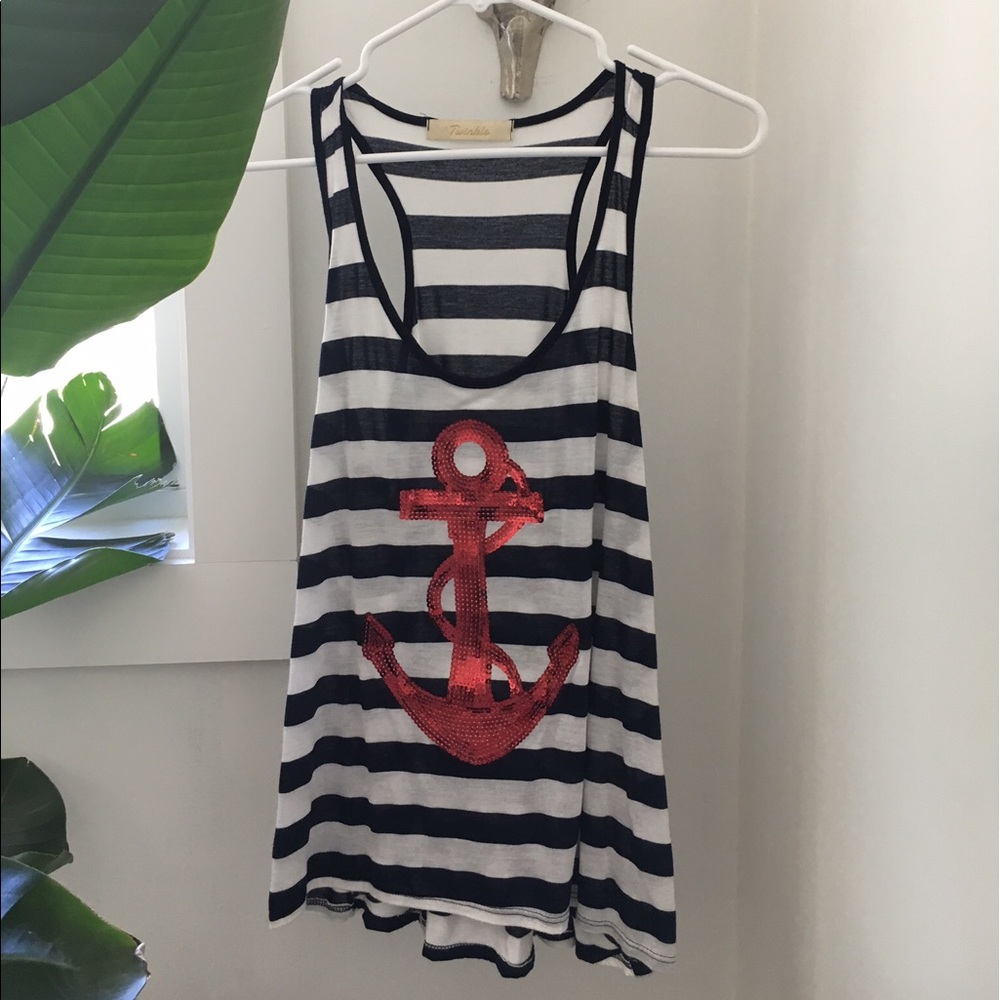 Nautical Anchor Stripped Tank