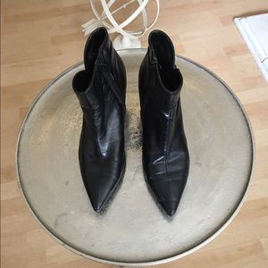 Women's zipper low heel boot with buckle