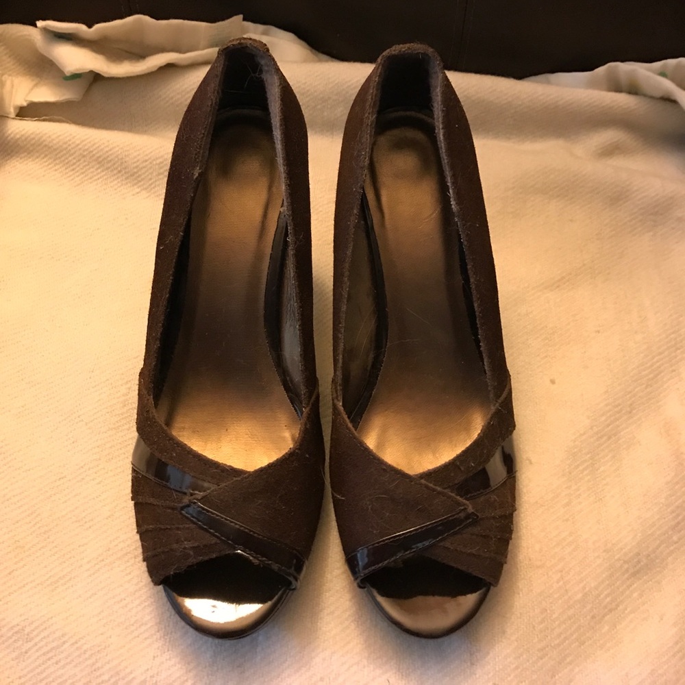 Suede brown shoes 4 in heel