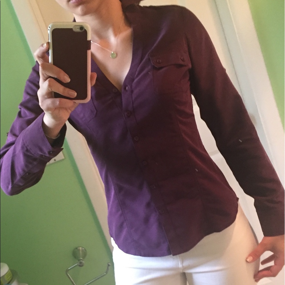 Express Purple Button Down Dress Shirt