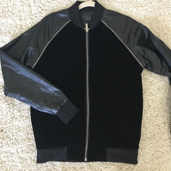 Zara Other - ZARA Suede & Leather-Look Bomber + Zipper Detail