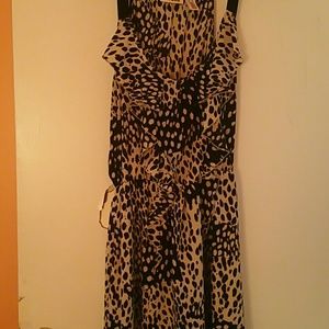 DKNY Black and White Ruffle Dress