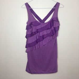 Purple Ruffled Cross Back Tank