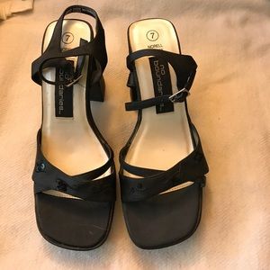 Black heeled wedge dress up 4 in