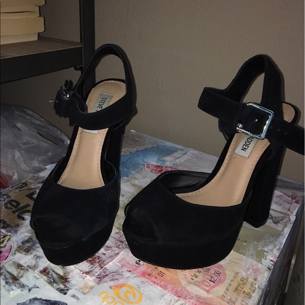 black suede steve madden heels