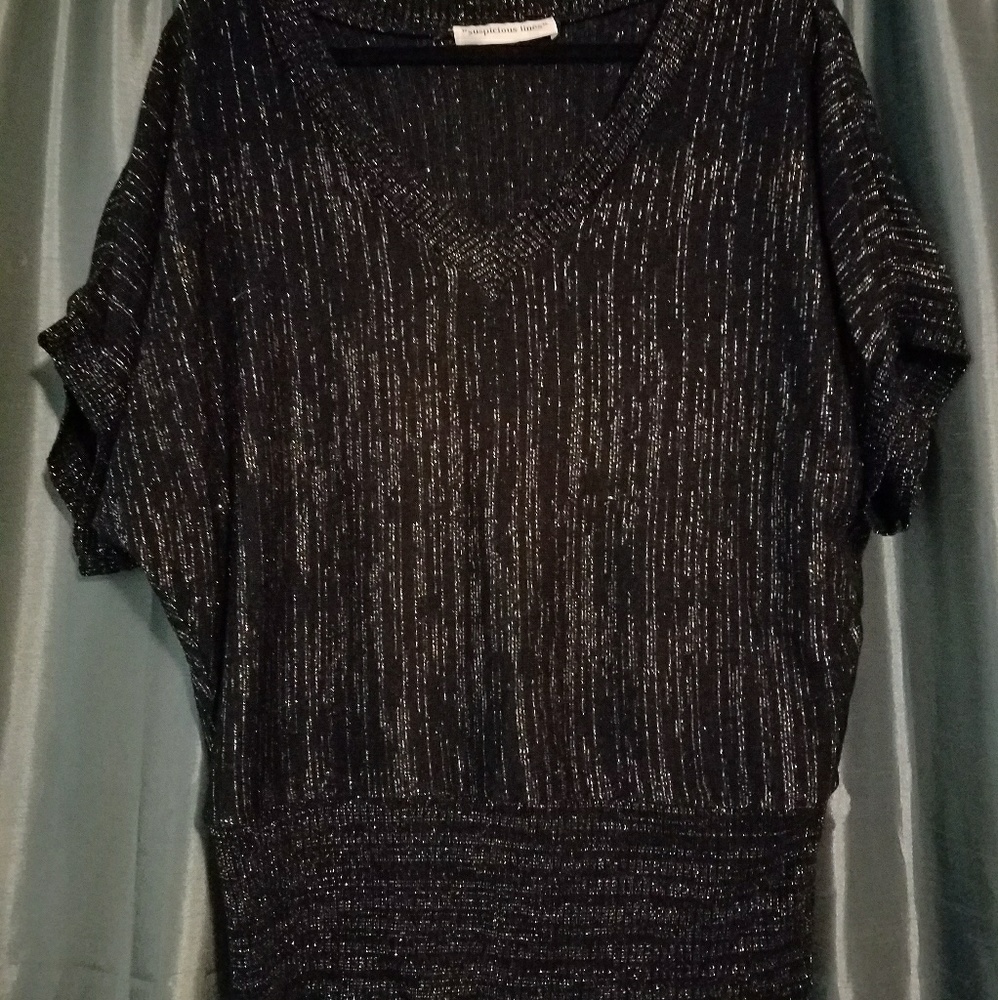 Short sleeve black/silver formal sweater