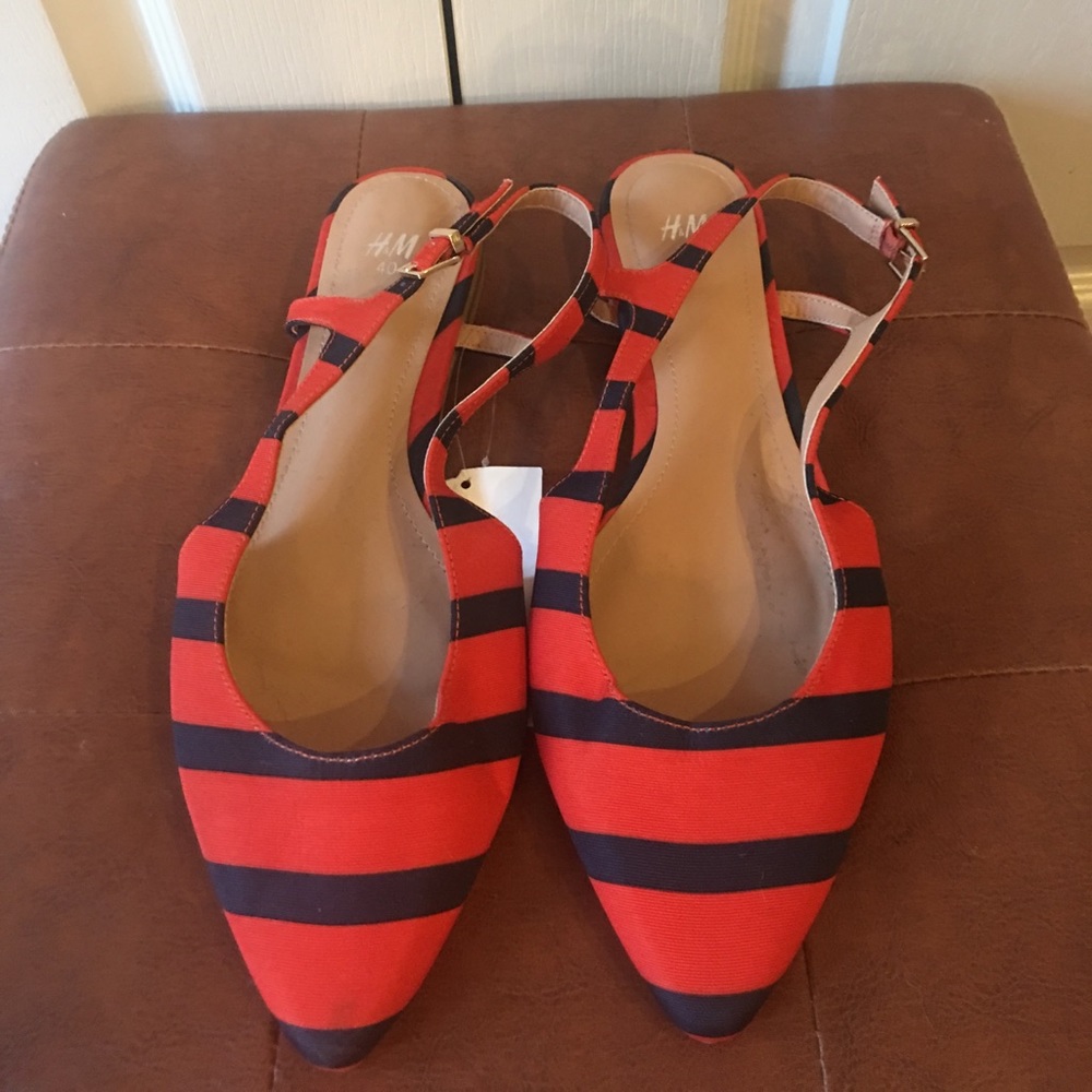 🐯Orange and Navy Stripe Flats🐯