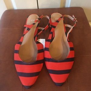 🐯Orange and Navy Stripe Flats🐯