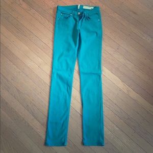 Rag and Bone teal green skinny jeans size 25
