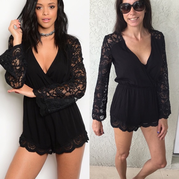 Black Lace Romper S,M Only! - Picture 3 of 4