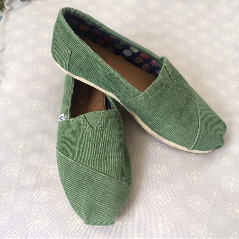 TOMS green corduroy shoes