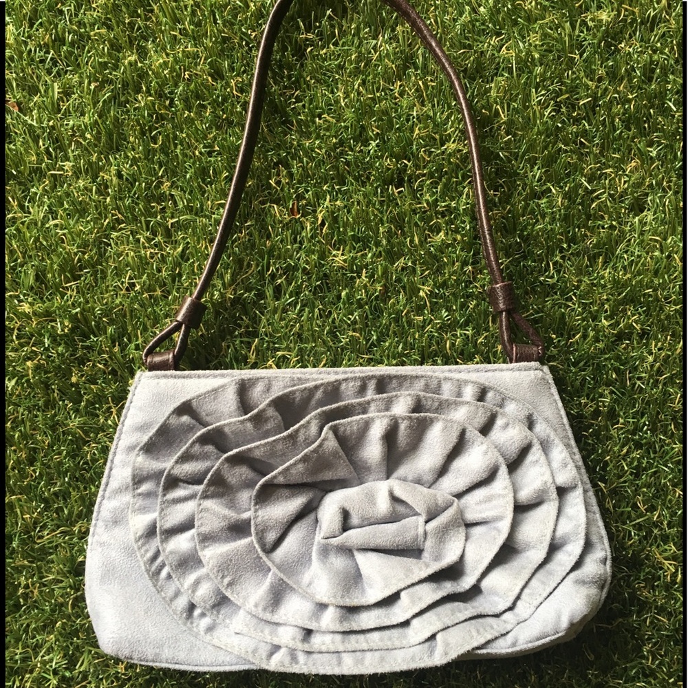 Gray suede leather purse