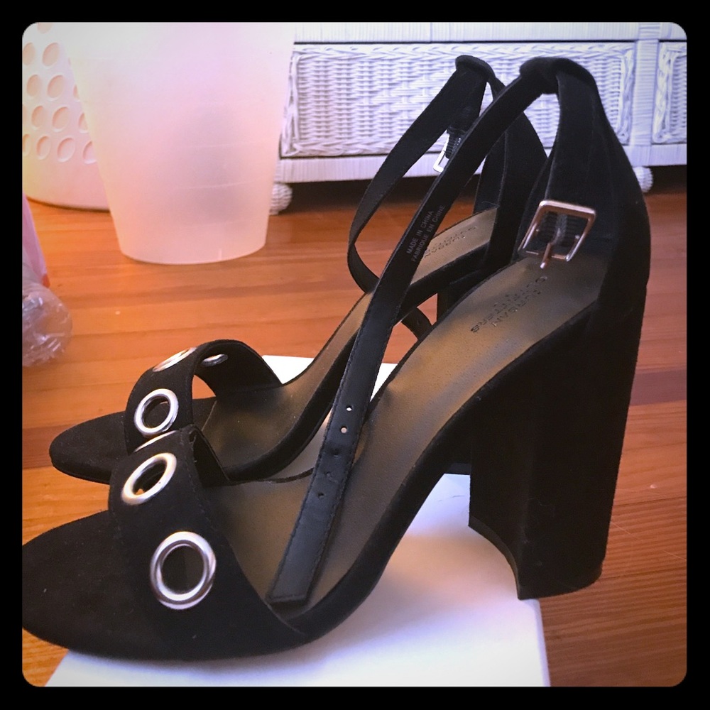Black studded suede heels from Urban