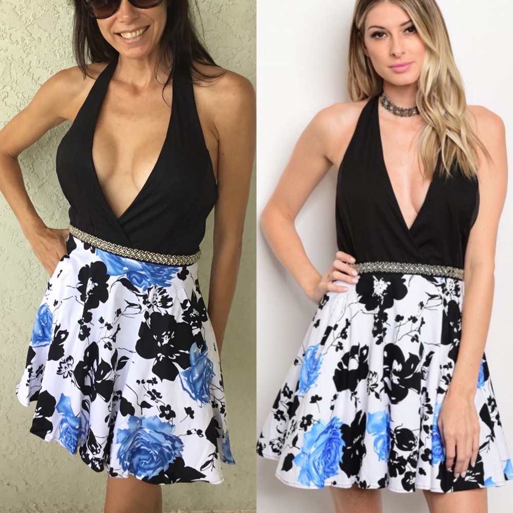 Black & White Floral Dress Medium - Picture 7 of 7