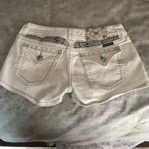White Miss Me Shorts