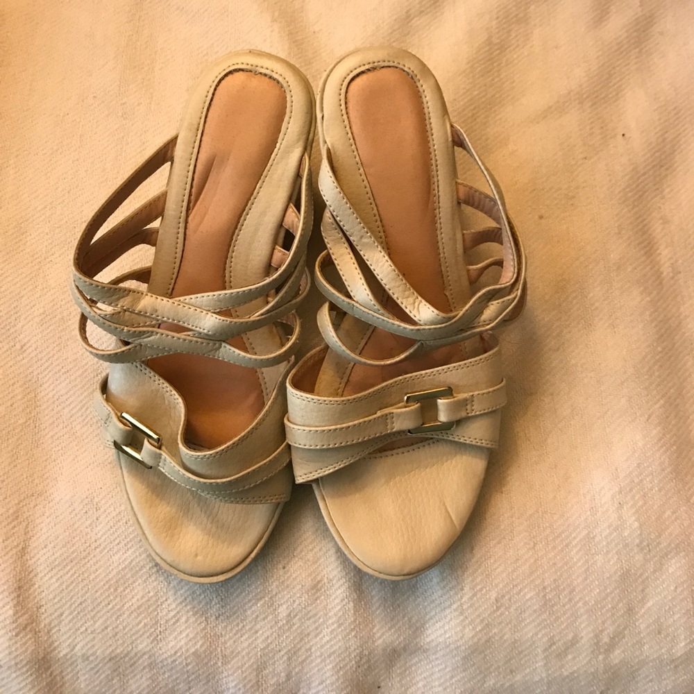 White platform sandals. 3 in heel