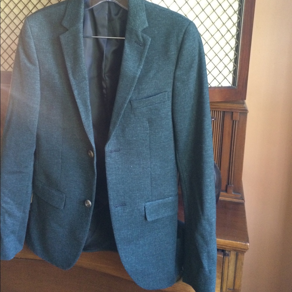 Topman dark green cotton blazer