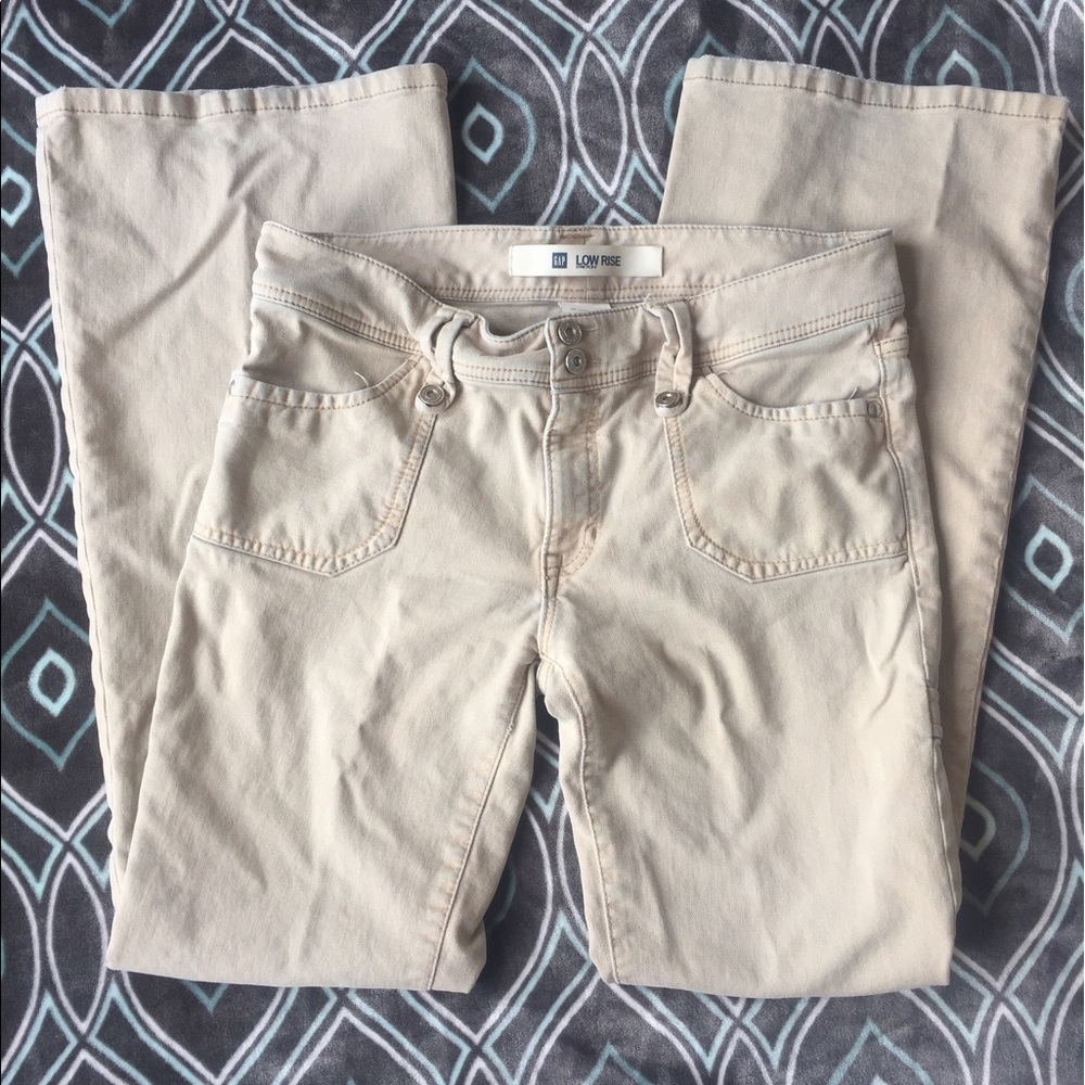 Tan low rise cargo pants