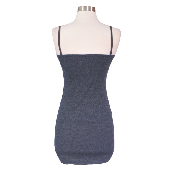 Grey Button Down Ribbed Cami Bodycon Dress - Picture 7 of 8