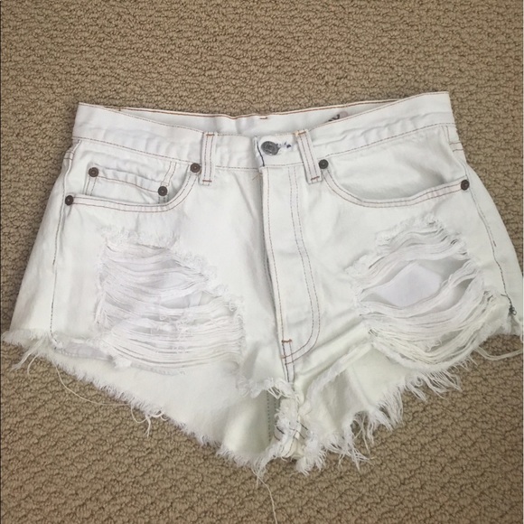 Levi's Pants - High Waisted, White, cutoff shorts, Levi's