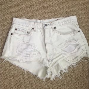 High Waisted, White, cutoff shorts, Levi's