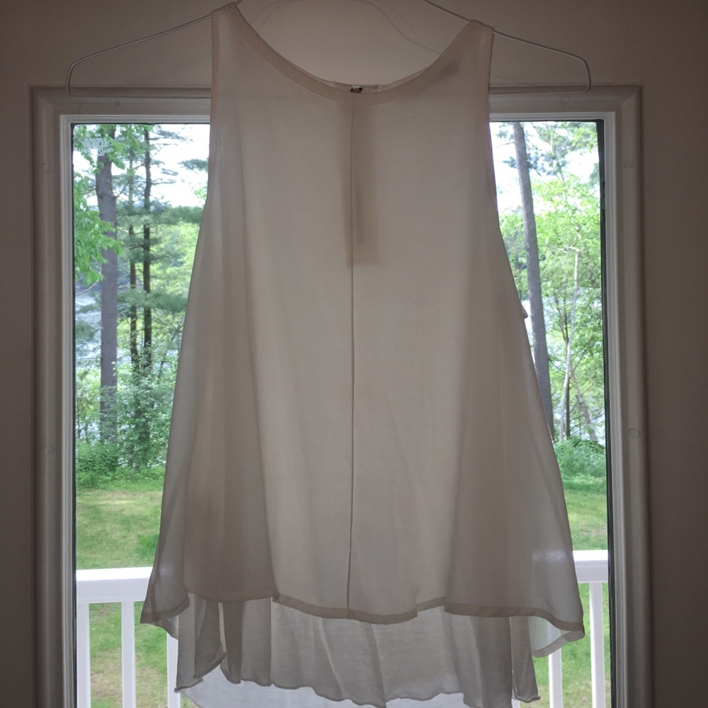 Two layered white blouse with zipper accent