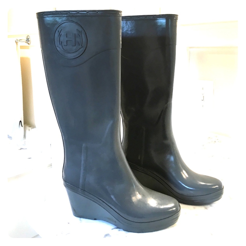 NWOT Hunter wedge Champery rain boots Gray US 9