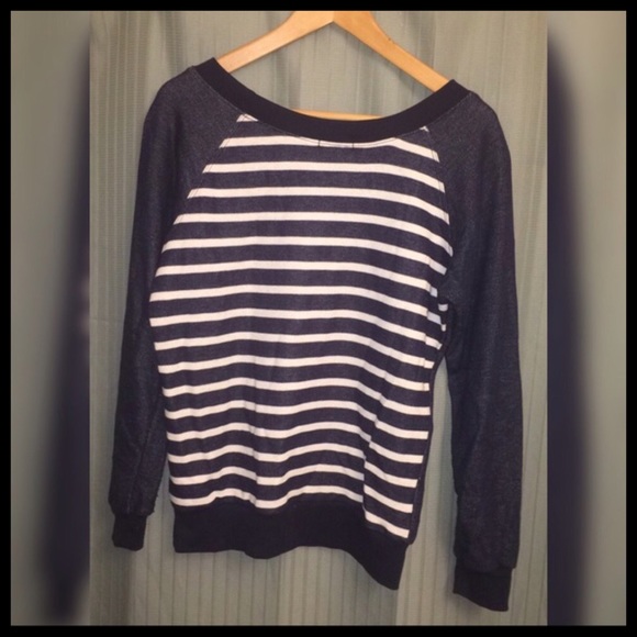 Sparkle Heart Crewneck Sweater W/ Stripes - Picture 2 of 3