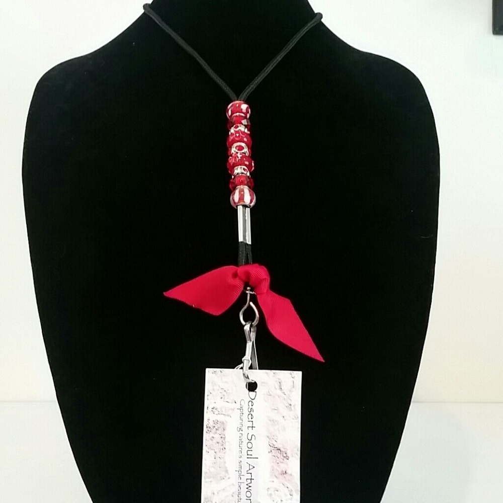 Photo ID Lanyard w / Color Glass Beads