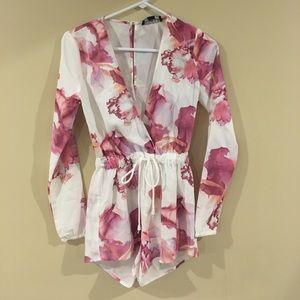 Revolve Floral purple and white romper